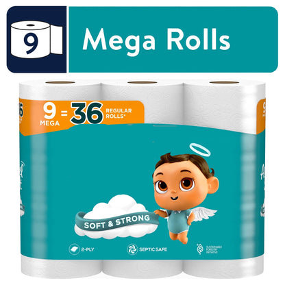 Premium 2-Ply Septic-Safe Toilet Tissue – 9 Extra-Soft Rolls (Unscented)