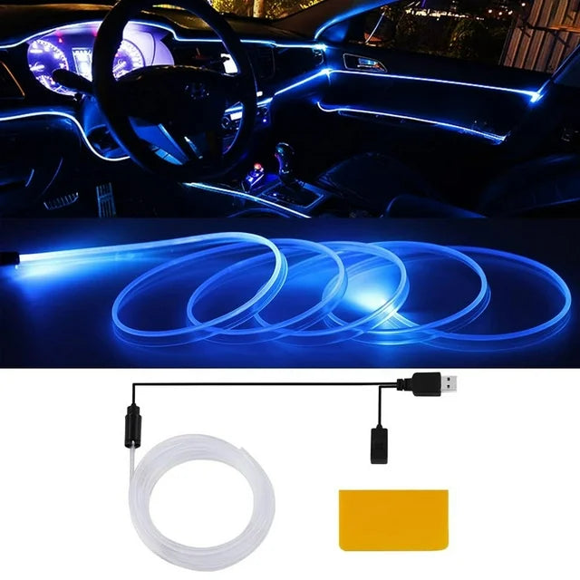 5M RGB LED Neon Strip Light for Car Interior – 7 Color EL Wire Ambient Glow