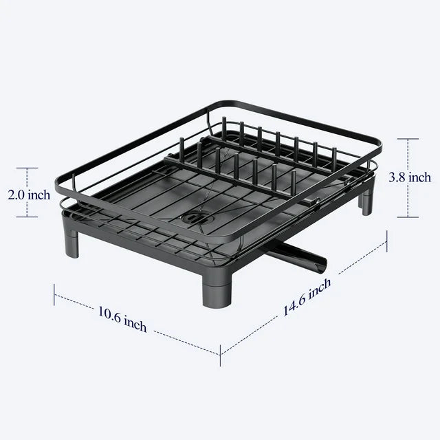Stainless Steel Compact Dish Drying Rack – Kitchen Counter Organizer (Black)