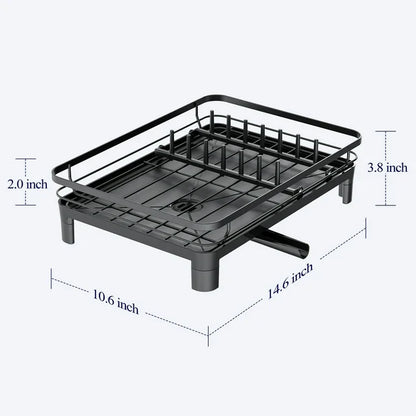 Stainless Steel Compact Dish Drying Rack – Kitchen Counter Organizer (Black)