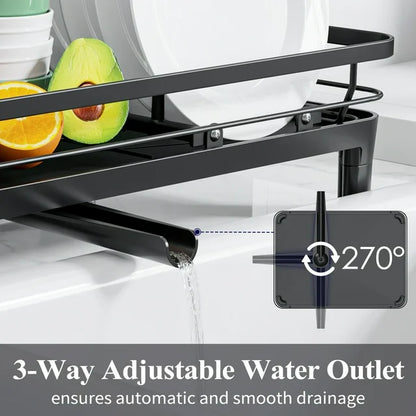 Stainless Steel Compact Dish Drying Rack – Kitchen Counter Organizer (Black)