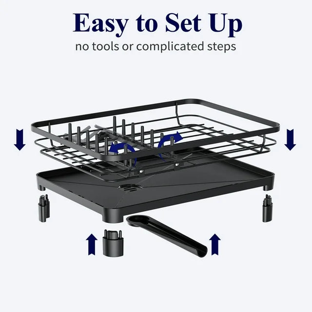 Stainless Steel Compact Dish Drying Rack – Kitchen Counter Organizer (Black)