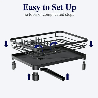 Stainless Steel Compact Dish Drying Rack – Kitchen Counter Organizer (Black)