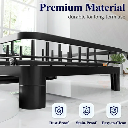 Stainless Steel Compact Dish Drying Rack – Kitchen Counter Organizer (Black)