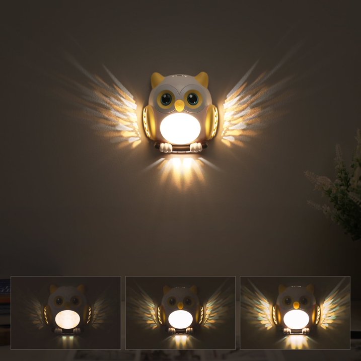 Cute Owl Motion Sensor Night Light – USB Rechargeable & Plug-in Wall Light for Kids