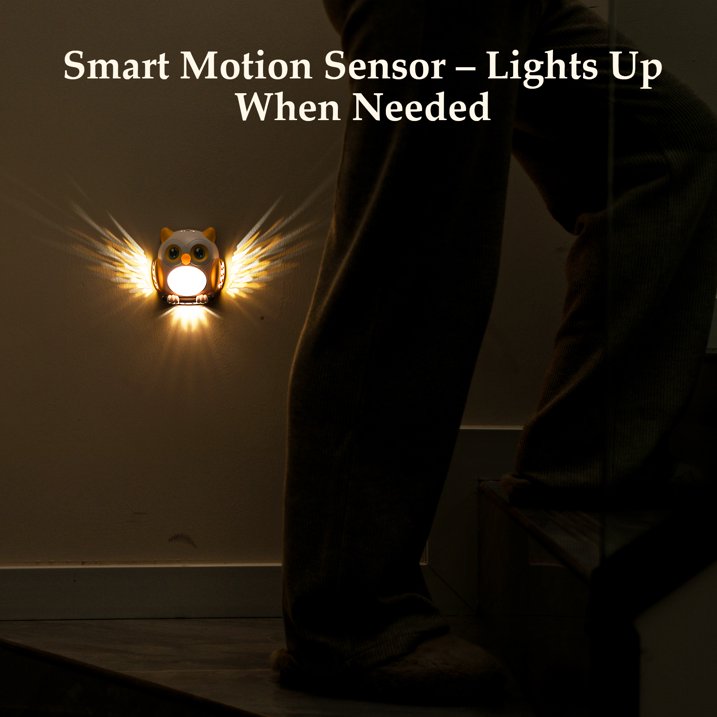 Cute Owl Motion Sensor Night Light – USB Rechargeable & Plug-in Wall Light for Kids
