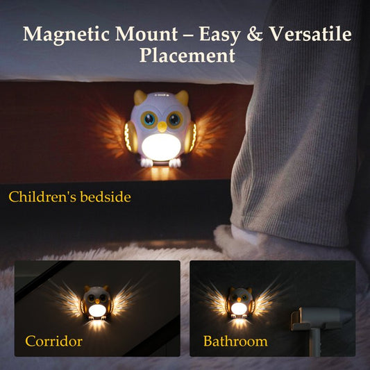 Cute Owl Motion Sensor Night Light – USB Rechargeable & Plug-in Wall Light for Kids