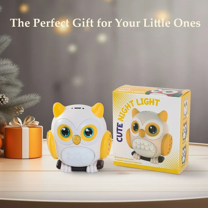 Cute Owl Motion Sensor Night Light – USB Rechargeable & Plug-in Wall Light for Kids