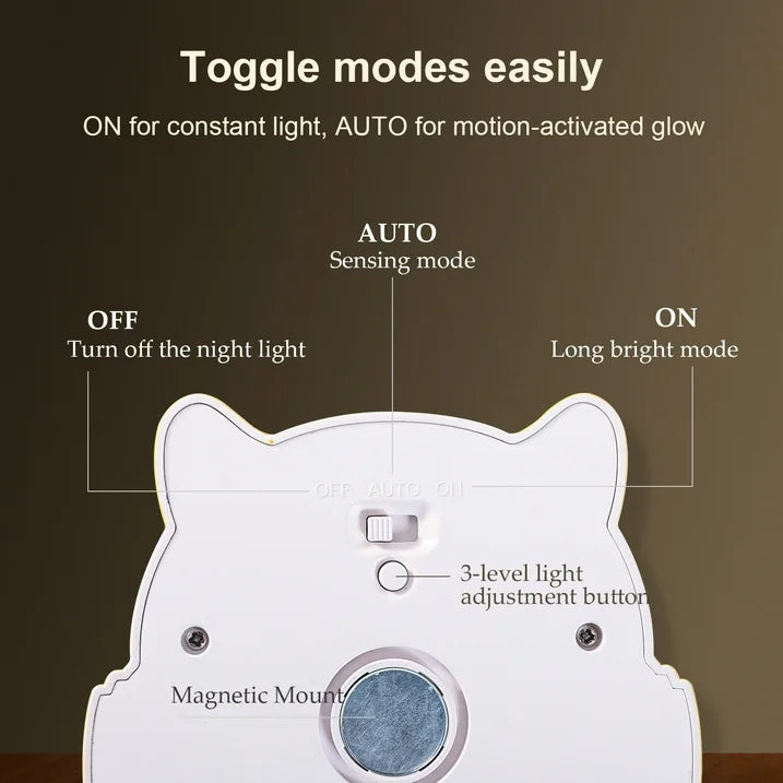 Cute Owl Motion Sensor Night Light – USB Rechargeable & Plug-in Wall Light for Kids